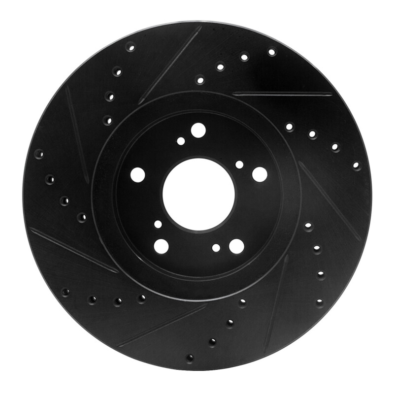 Acura TSX Brake Rotor (1) - Front Right - R1 Concepts - Drilled & Slotted - Black - `04-`14